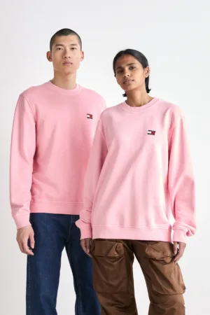 Tommy Jeans WASHED BADGE CREW UNISEX - Sweatshirt - tickled pink