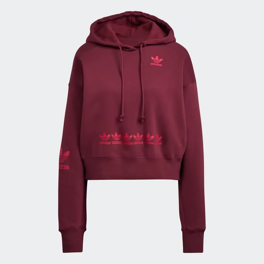 Adidas Originals Logo Play Cropped Hoodie & Jogger Pants Tracksuit