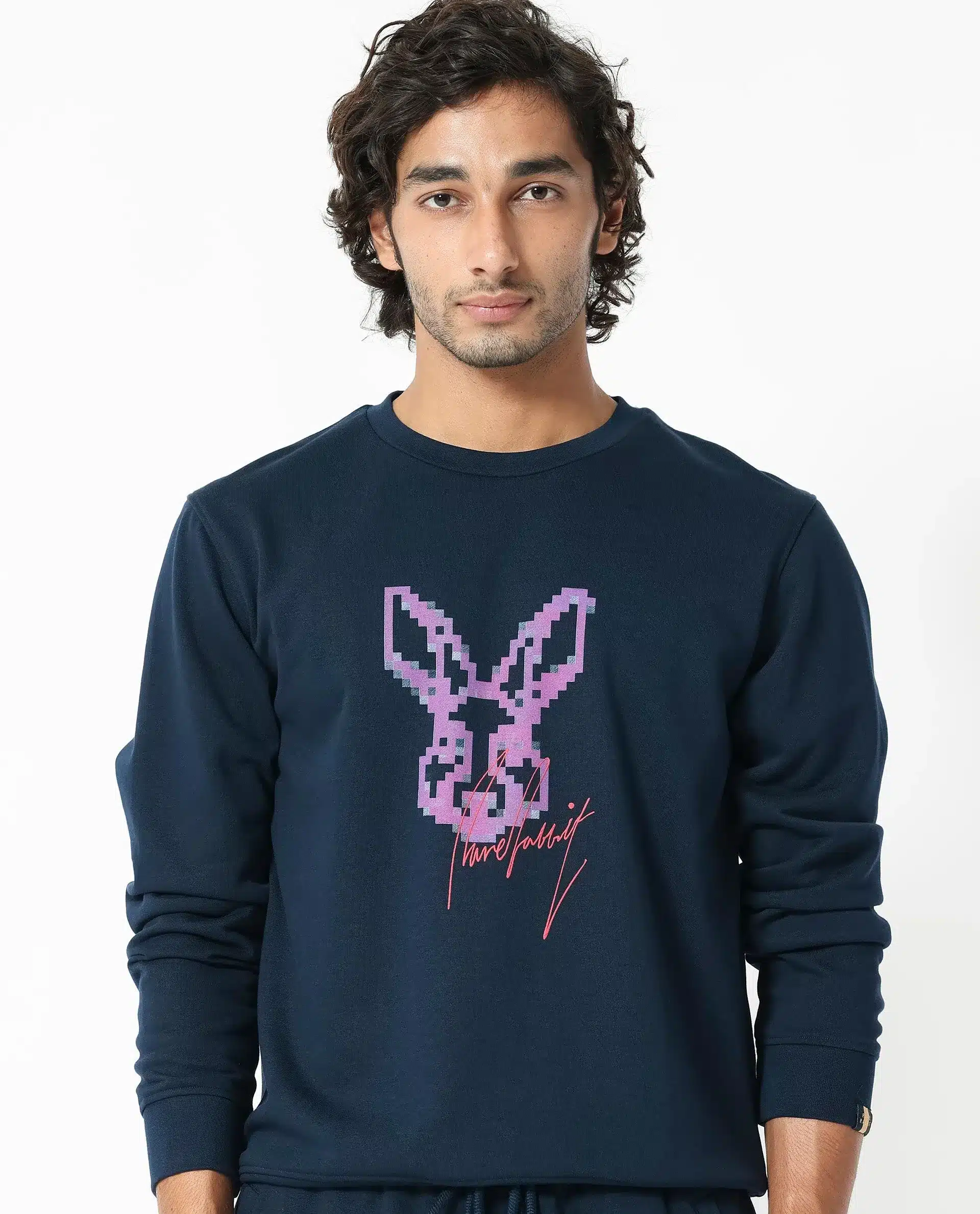 Rare Rabbit Logo Graphic Print Sweatshirt Drato - Navy