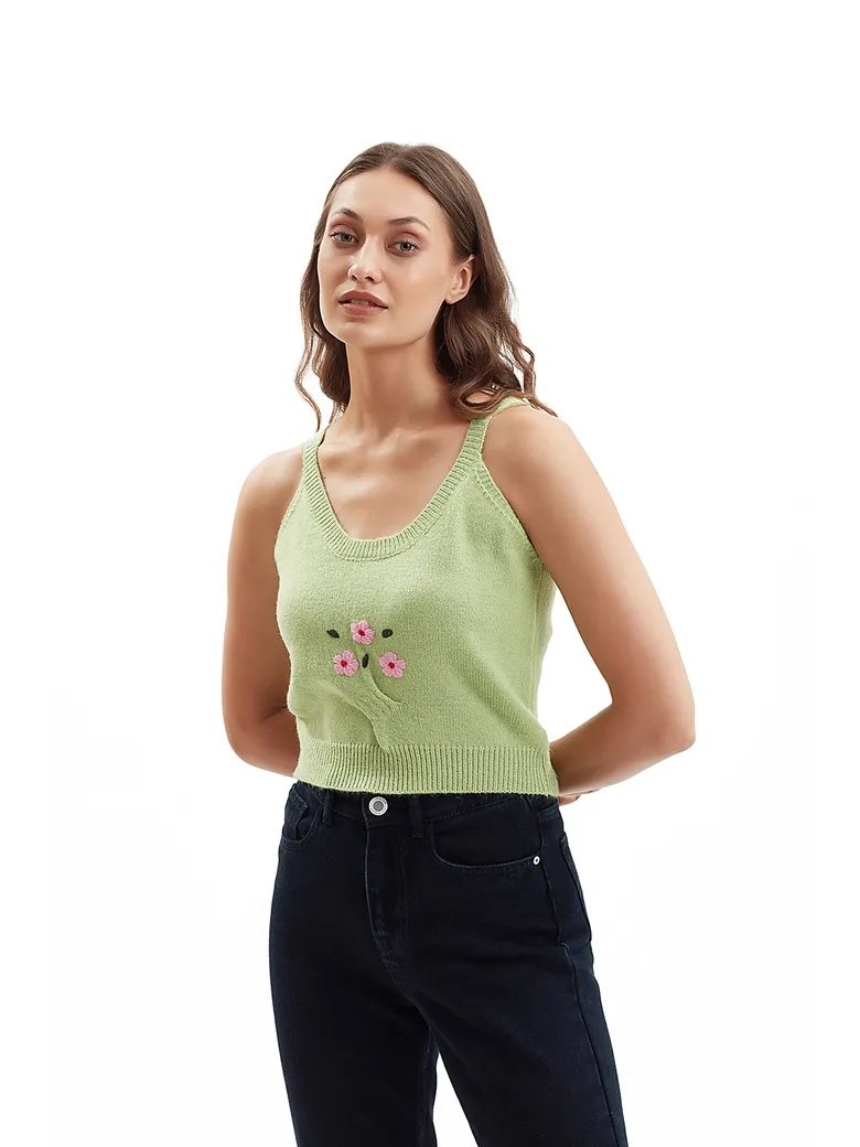 Cover Story Fleecy Green Vest