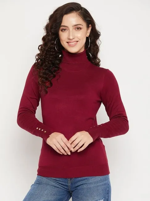 Madame Maroon High Neck Sweater