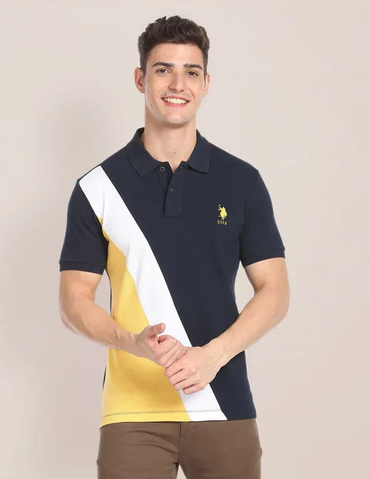 U. S. Assn. Polo Shirt in Colour Block Pique