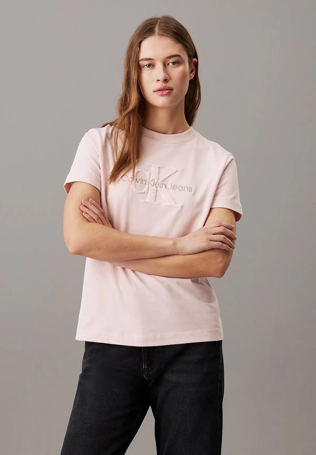 Chenille-printed Monologue King J20J224244 Peach Whip Calvin Klein Jeans T-shirt