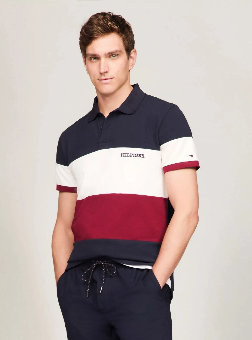 Men's Regular Fit Colorblock Polo by Tommy Hilfiger