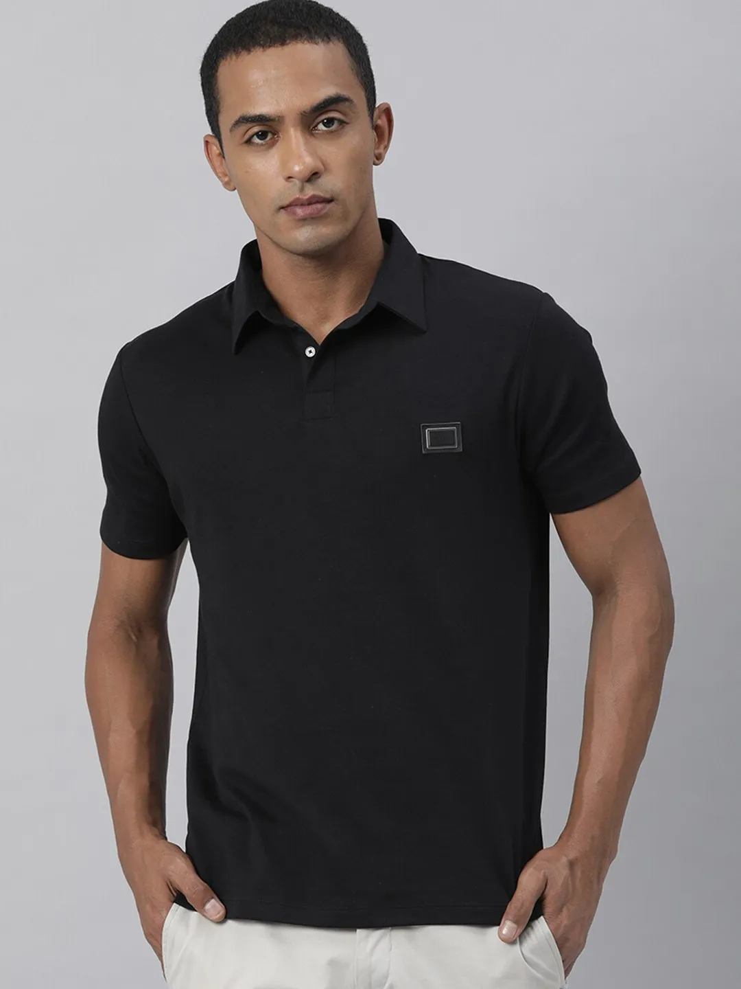 Men's Rare Rabbit Badger Polo Collar Slim Fit T-Shirt Made of Pure Cotton