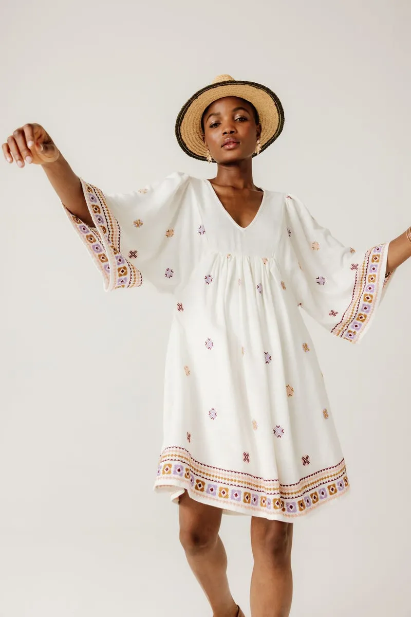 Sukienka Dress - Ecru print For Women