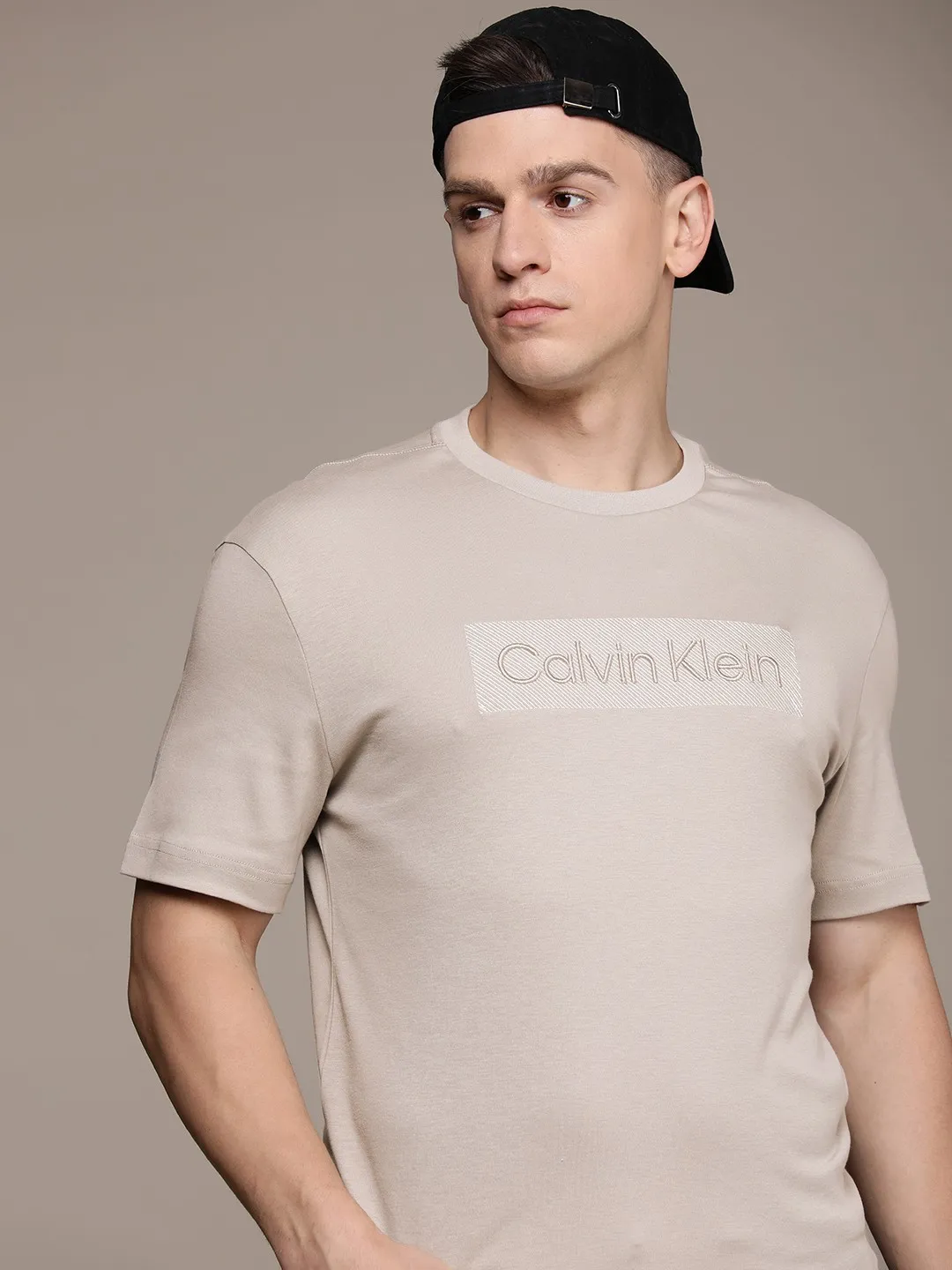 Men's Calvin Klein Jeans Embroidered Pure Cotton T-Shirt with Brand Logo