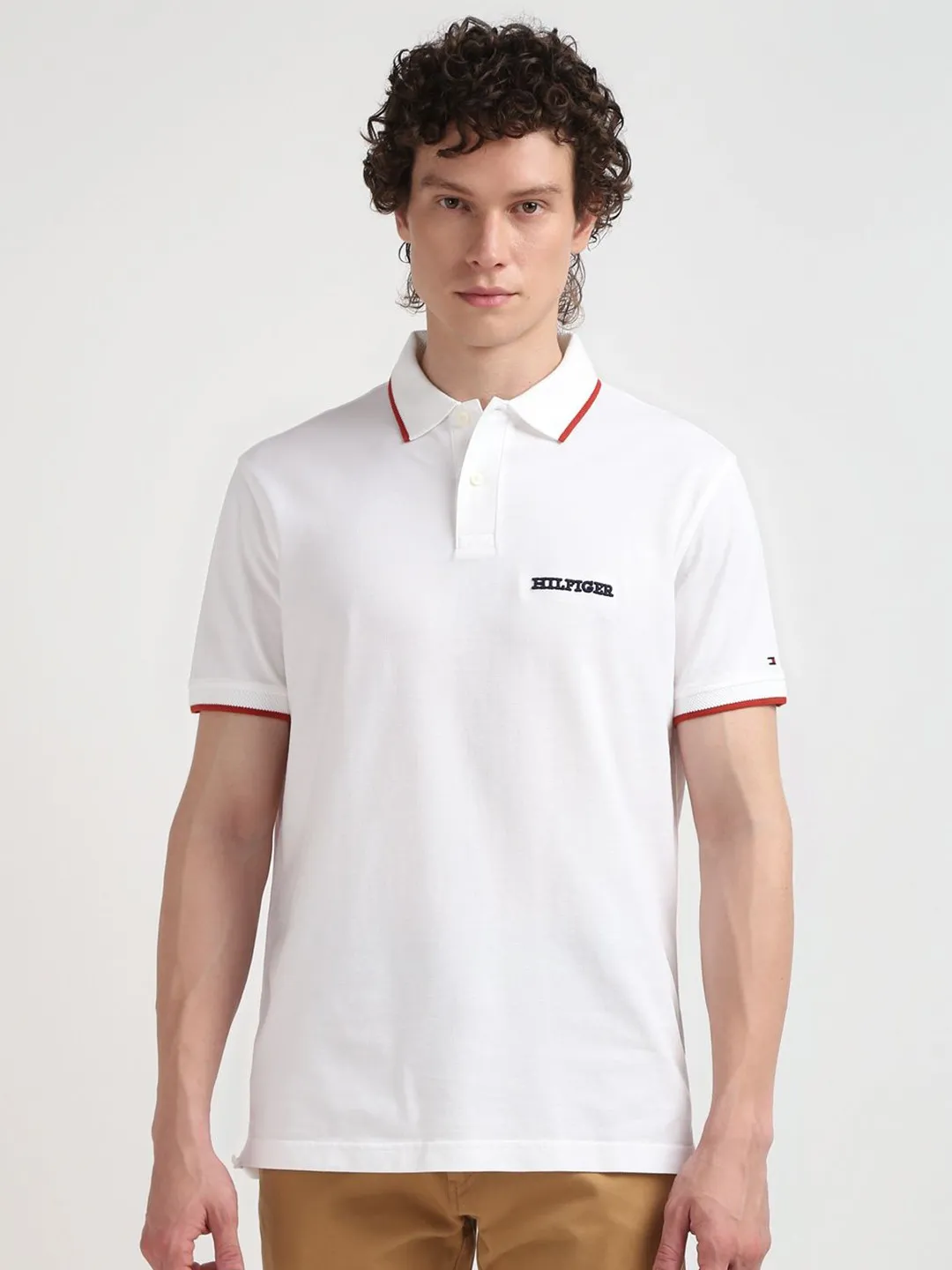 Tommy Hilfiger Regular Fit Cotton T-Shirt with Polo Collar and Short Sleeves