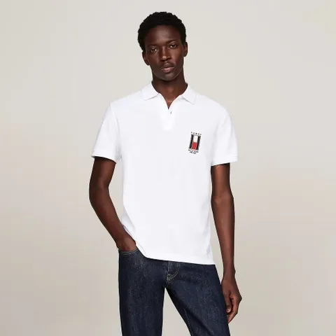 Tommy Hilfiger Daily Vertical Flag White Polo Shirt